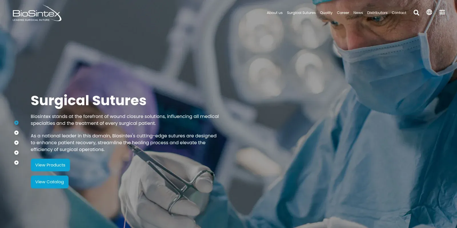 Biosintex — surgical suture manufacturer, bilingual corporate site — homepage