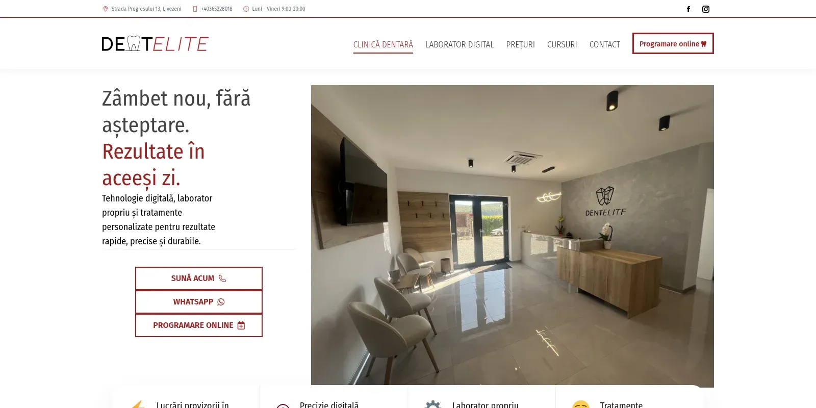 DentElite — dental clinic site with online booking — homepage
