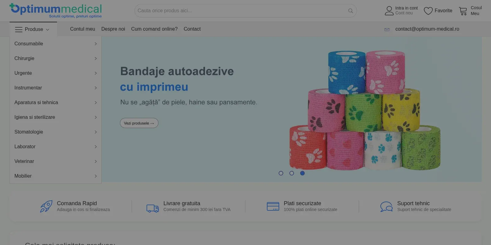 Optimum Medical — medical consumables store on Magento 2.4, maintenance — homepage