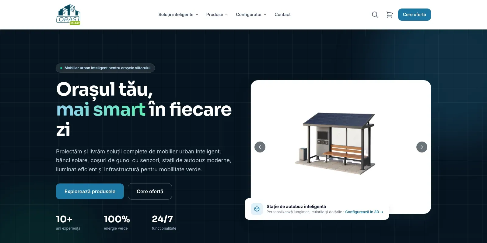 Oraș Smart — smart urban furniture catalogue with product configurators — homepage