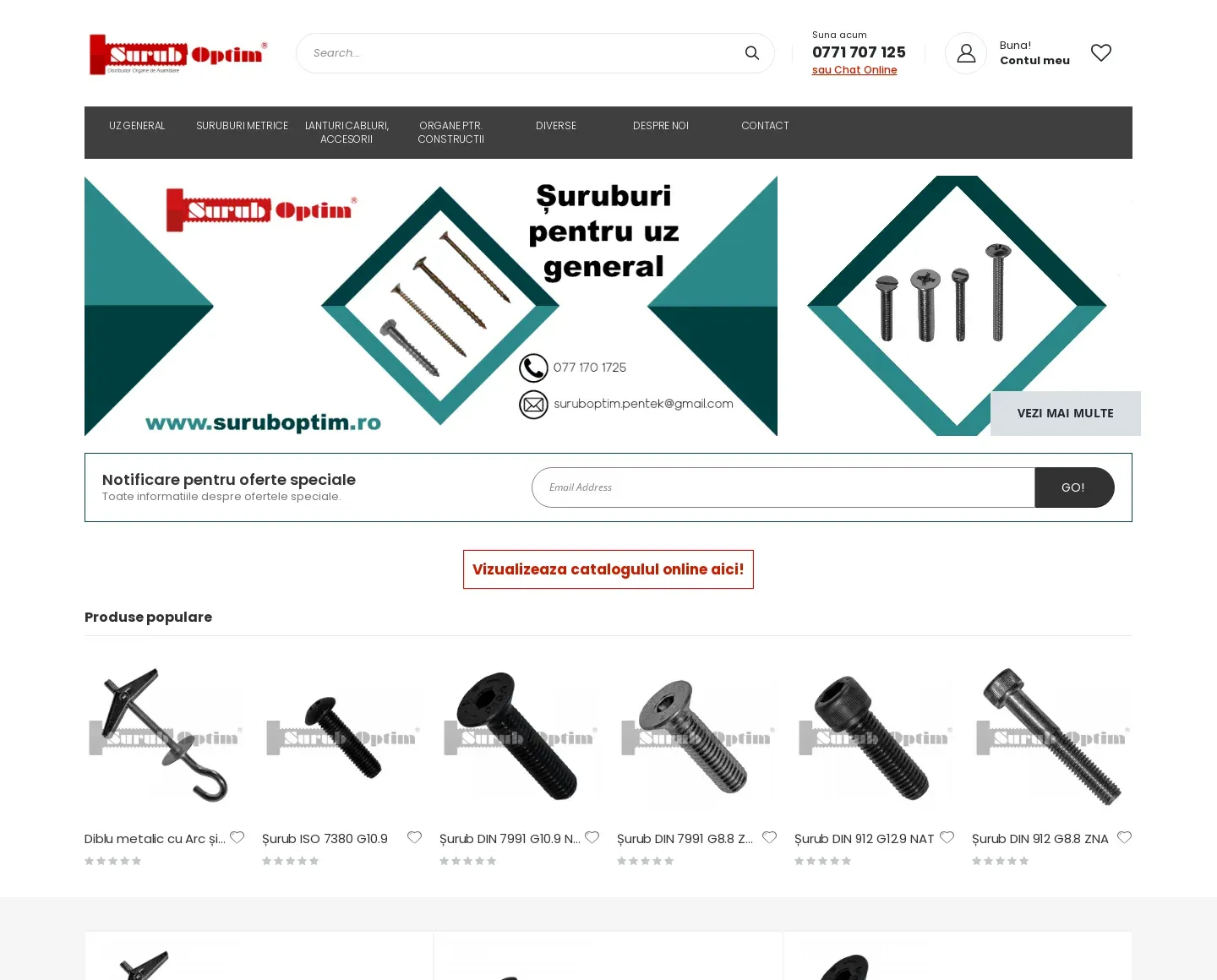 Surub Optim — B2B fastener webshop on Magento 2 — storefront view